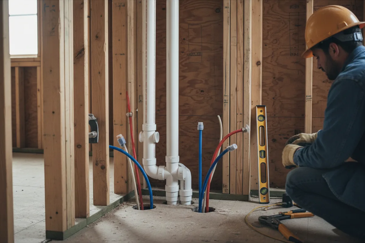 Drain and supply rough-in during Leak Detection in Rowlett