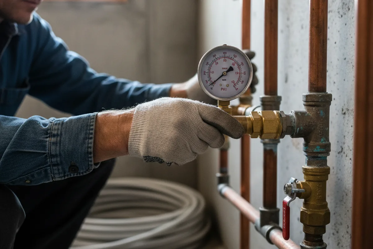 Pressure testing a repaired line during Water Line Repair in Rowlett